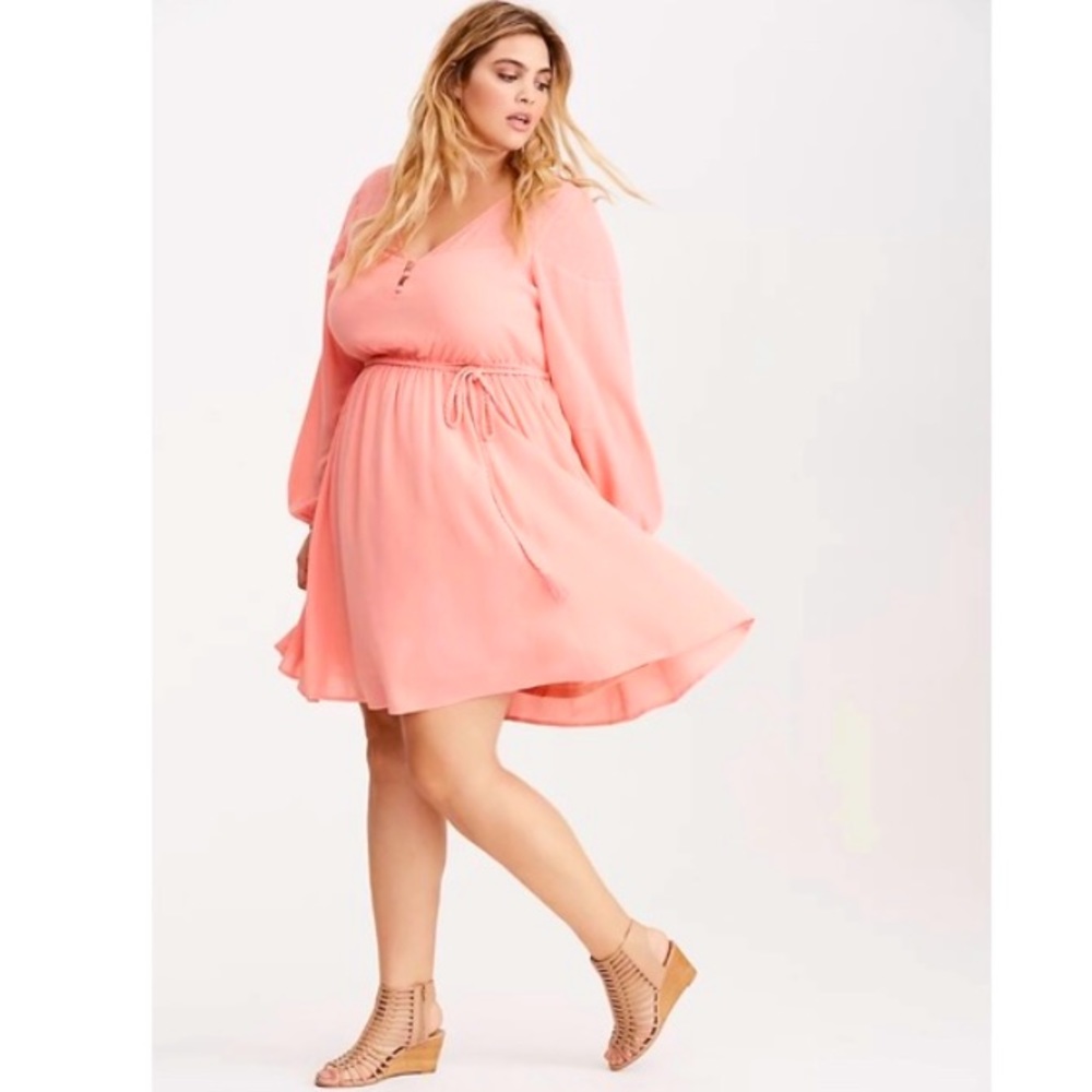 Torrid Peach Gauze Skater Dress
